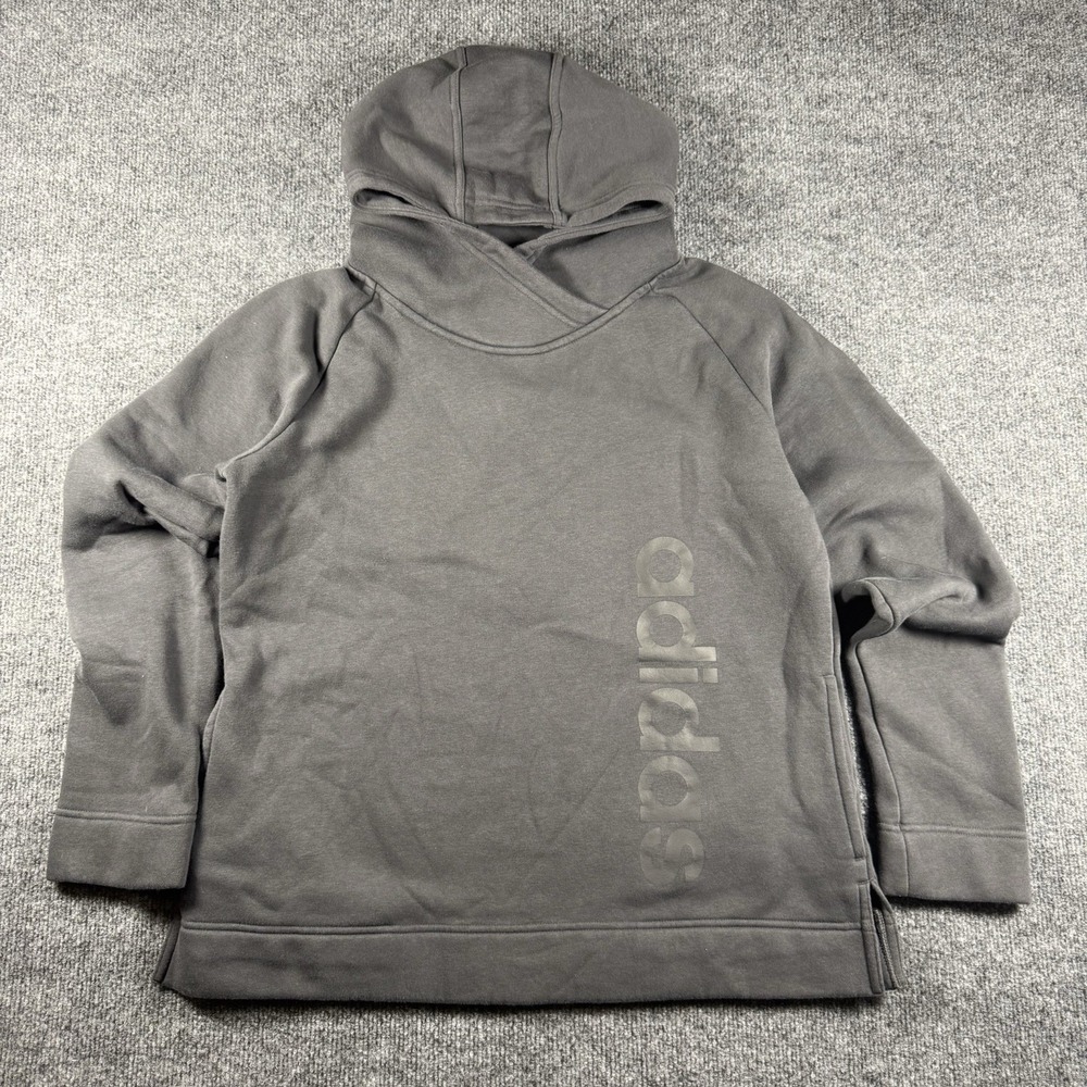 adidas Fleece Hoodie Women's Lifestyle Grey Heather Size Large HR8491 NEW!